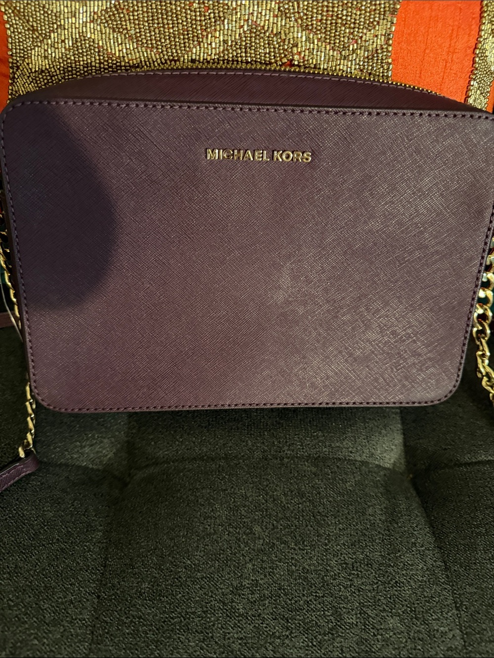 Michael Kors Deep Plum Crossbody with Gold Hardware